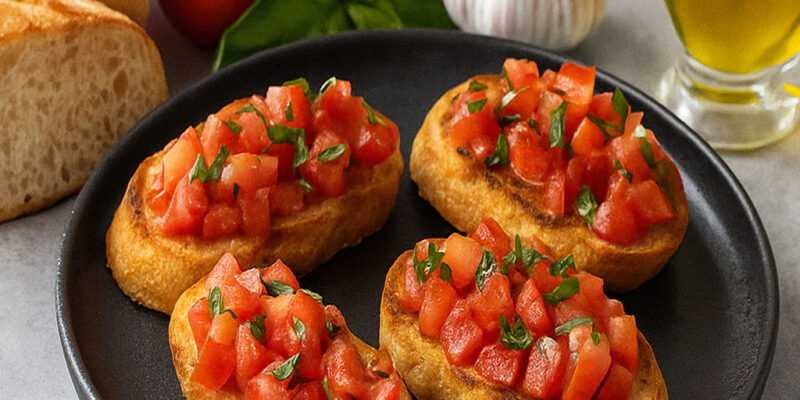 Italian Tomato Basil Bruschetta – Traditional Antipasto Recipe